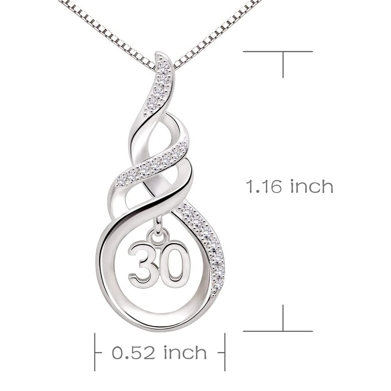 ALOV Jewelry Sterling Silver 30th Birthday Anniversary Lucky Number 30