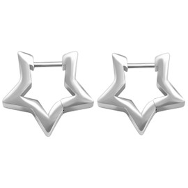 Star Earrings Silver Cute Hoop Earrings for Women Small Sleeper Tragus Hoop Earrings Cartilage Jewelry Gifts Huggie Earrings for Women (silver)