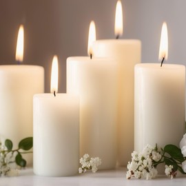 Pillar Candles White, Unscented Pillar Candles Bulk, 2.8x6 inch | 75 Hours Burning | Set of 6, Dripless and Smokeless Tall Pillar Candles, for Dinner Table, Wedding, Spa, Aromatherapy, Party