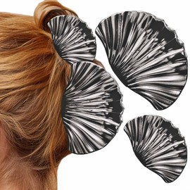 Kilshye Shell Hair Claw Clips Black Metal Hair Clips Seashell Hair Accessories for Women (Pack of 2) (Black)