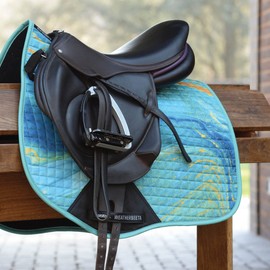 WeatherBeeta Prime Marble All Purpose Saddle Pad, Blue/Orange Swirl Marble Print, Full