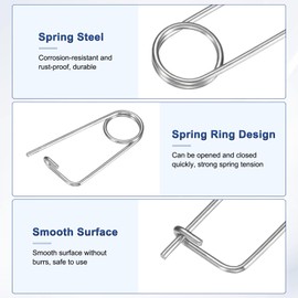 M METERXITY 6-Pack Brooch Shape Cotter Safety Pin, 2x29mm Stainless Steel Pins Quick Lock Brooch Fastener for Garden/Lawn/Farm Hook, Heavy Retainer Clips