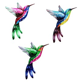 SUNNEKO 3 Pieces Metal Hummingbird Wall Decoration Wall Decoration Hummingbird Garden Decoration Living Room Garden Decoration Wall Decoration Sculpture Statues Home Decorations