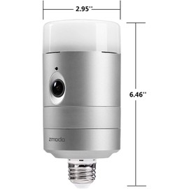 Zmodo Torch 360 Smart Home Garden Door Light Wireless Camera, Outdoor Wide Angle, Motion Alert, Silver, without Infrared Night Vision