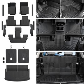 JOULARISE Floor Mats Cargo Mat for 2021-2025 Jeep Grand Cherokee L Captain Chair(Only for 6-Seater w/o 2nd Row Armrest), All Weather TPE Trunk Cargo Liner Car Accessories