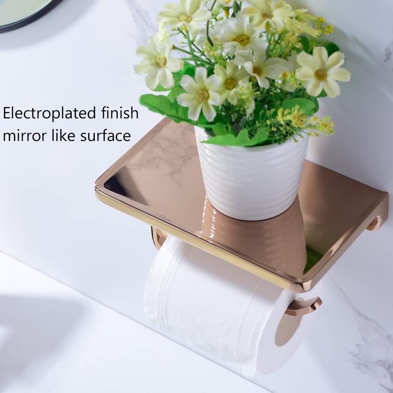 TRUSTMI Toilet Paper Holder with Phone Shelf, Bathroom Accessories Tissue