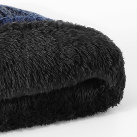 Hat Scarf and Gloves Set Mens - Winter Thermal Warm Knitted Beanie Hat Neck Warmer Touchscreen Gloves with Soft Fleece Lining Stretchy Outdoor Sports Men