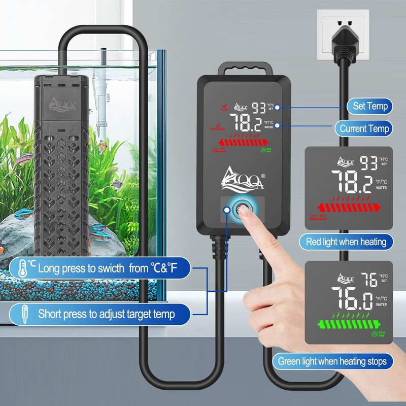 AQQA Aquarium Heater 500W for 55-130 Gallon Fish Tank Heater