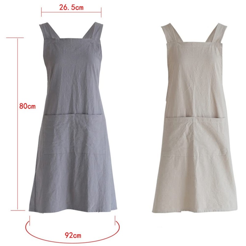 Glorlliant Japanese Style Kitchen Apron Cross Back Apron with Pockets