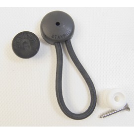 StayPut Bungee/Shock Cord Fastener, Black w/White Surface Attachment Knob & Mounting Screw (15)