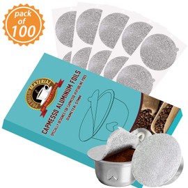 CAPMESSO Reusable Vertuoline Pod Foil Lids, for CAPMESSO Vertuline Capsules Aluminum seals Reusable Coffee Pod Stainless Steel Espresso Refillable Vertuoline Capsule Foil Lids(100pcs/57MM in diameter)