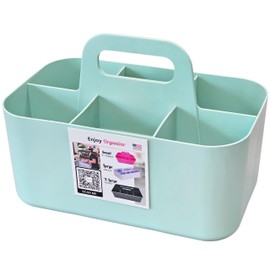 Enjoy Organizer 2 Pack Small 6 Compartment Multiuse Caddy Organizer with Handle Art Craft Supplies, Office, Desk, Stationery Pen Holder Stackable- Made In USA (Mint)