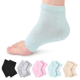 Moisturizing Socks, 2 Pairs-Moisturizer Gel Foot Heel Socks for Dry Cracked Heels, Open Toe Socks, Ventilate Gel Spa Socks (Grey)