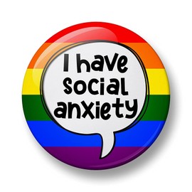 Social Anxiety Pin Badge, I Have Social Anxiety Pin Button Badge, 32mm, Mental Health Button Badge, Mindfulness, Depression, Anxious, Awareness Badges (Rainbow)
