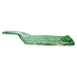 Dragonfly Embossed Green Tint Wine Bottle with Raised Neck UpCycled as Cheese Platter Serving Tray