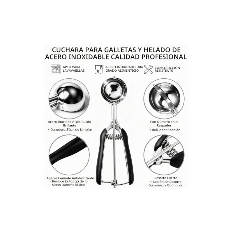 Mini cuchara para galletas de 1 cucharadita, cuchara para galletas