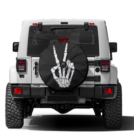 Delerain Spare Tire Cover with Backup Camera Hole Skeleton Hand Wheel Covers Waterproof Dust-Proof UV Sun Universal Fit for Jeep Trailer RV SUV Truck (17 Inch for Diameter 31"-33")
