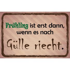 Ontrada Wooden Sign 12 x 18 cm Spring Is When Slurry Smells Wooden Sign