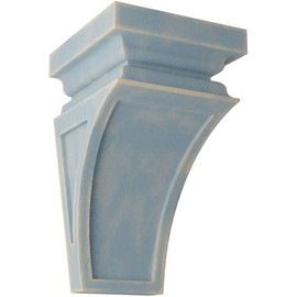 Ekena Millwork CORWD03X03X06NEBU Mini Nevio Wood Vintage Decor Corbel, 3 1/2"W x 3 3/4"D x 6"H, Driftwood Blue