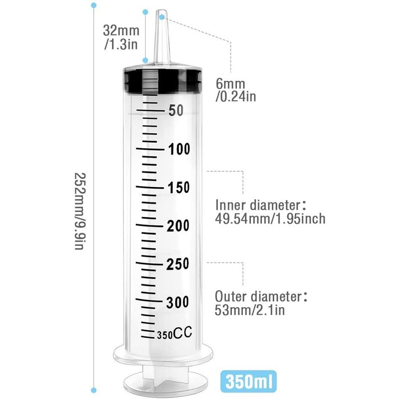 350ml Syringe Tube Reusable Large Capacity Plastic Syringe with Tube