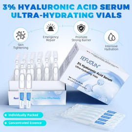 3% Hyaluronic Acid Serum, Hyaluronic Acid Tubes Single-Use Vials Face Anti Aging Facial Serum for All Skin Type, Provides Long-Lasting Hydration & Face Skin Repair Ultra-Hydrating Serum 30Pcs/Box