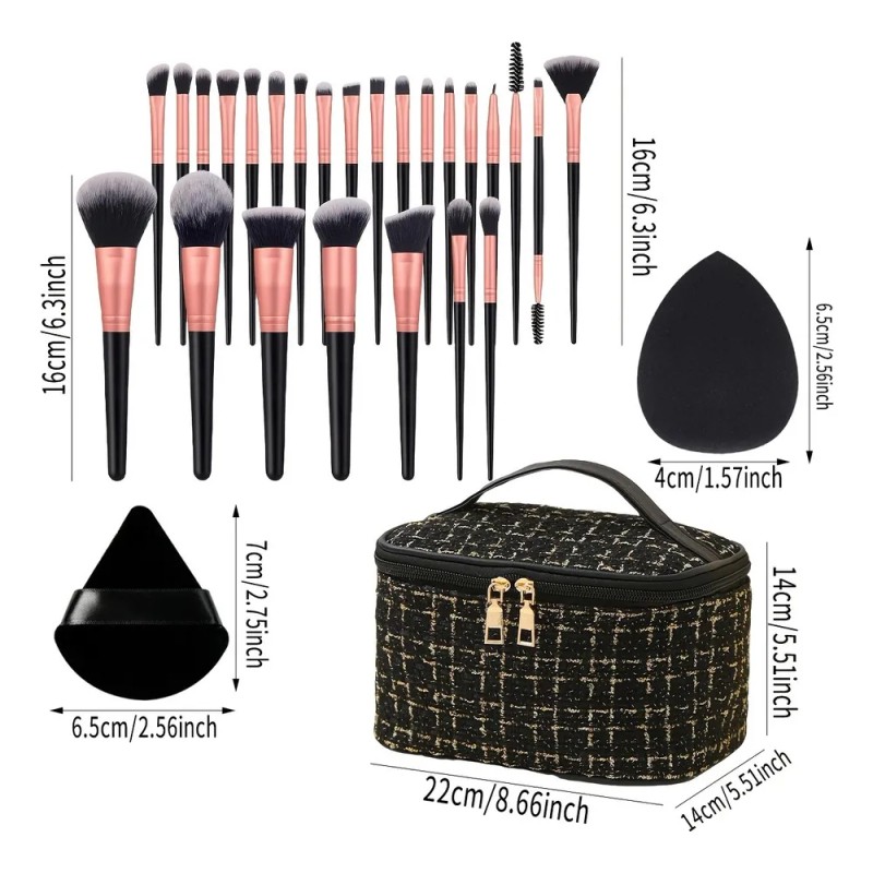 47 Brochas Maquillaje Profesional Y Herramientas Cosméticas Negro
