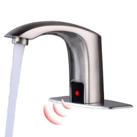 Gangang Touchless Bathroom Sink Faucet Adjustable Water Temperature Brass Automatic Motion Sensor Faucet 1 Hole Commercial Brass Non-contact Faucets Sinks Water Saving Easy to Install (Brushed Nickel)