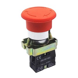 COMOK 22mm NC Red Mushroom Emergency Stop Latching Rotary Self-Locking Push-Button Switch 600V 10A ZB2-BE102C