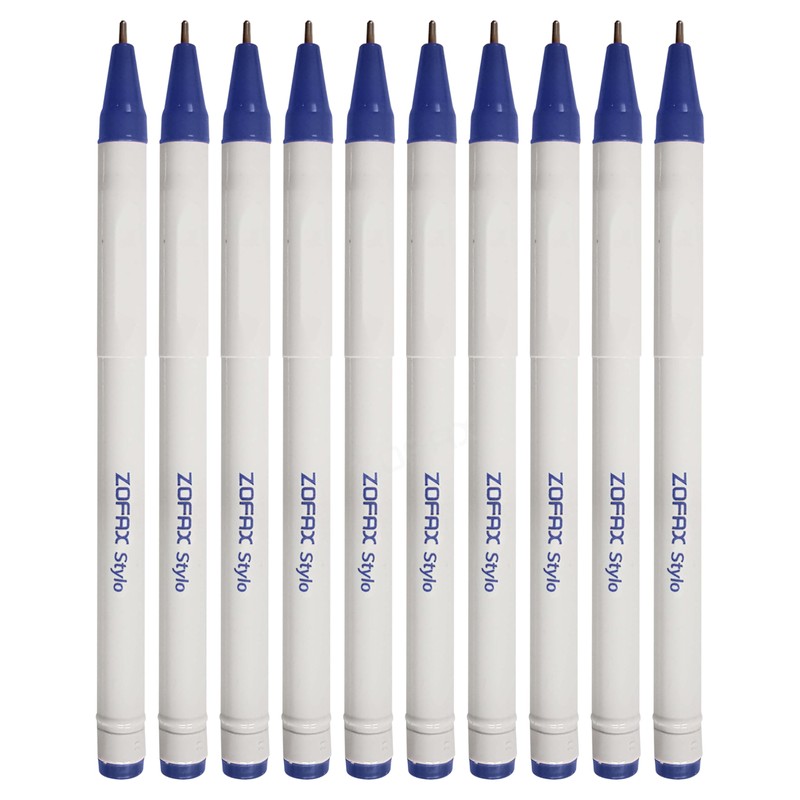 ZOFAX Stylo Ballpoint Pens, BLUE, Medium Point (1.0mm), Pack of