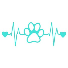 Dog Paw Heartbeat Vinyl Decal Sticker | Cars Trucks Vans Walls Laptops Cups | Light Blue | 7.5 X 2.8 Inch | KCD1170LBL
