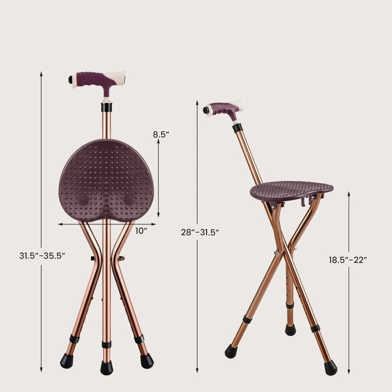 Bsrozki Folding Lightweight Walking Stick Cane with Seat Foldable Golf