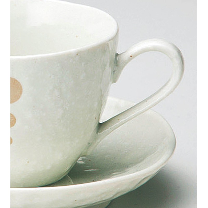 Soho Kiln 751-52-463 Coffee Cup, Dot, Cup & Saucer, White,