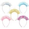 5pcs Happy Birthday Girls Headband Glitter Birthday Crown Birthday Tiara
