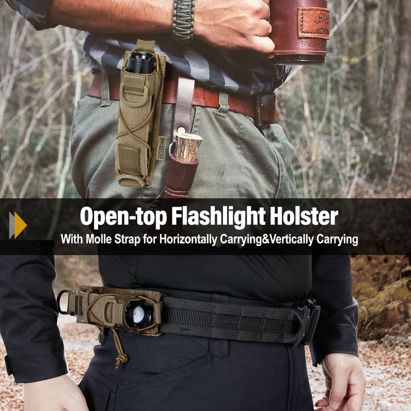OneTigris Flashlight Holster Molle Flashlight Holder for Belt Tactical Pouch