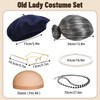 Tiwindx Old Lady Costume Outfit for Women Grandma Granny Wig