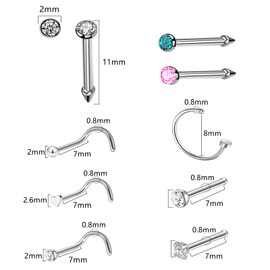 HYJLPAF Nose Piercing Kit - 3 Pack Self Nose Piercing Gun, Disposable Safety Nose Percinging Kit with Nose Rings Stud Nose Piercings Gun Kit Tool (white+pink+blue)