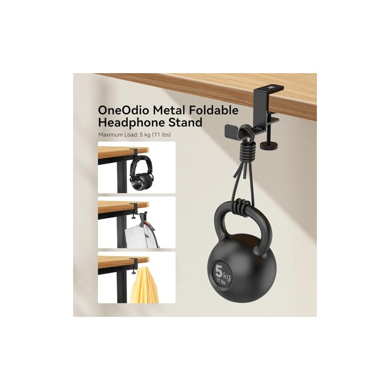 OneOdio Foldable Headphone Stand - Space-Saving Metal Holder