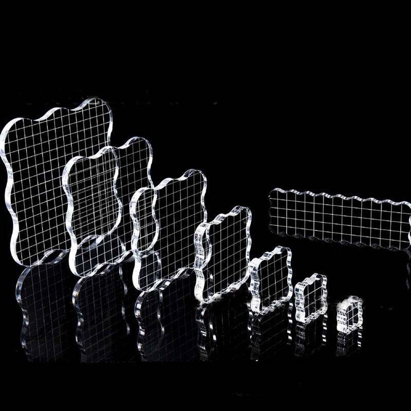 TopHomer Clear Acrylic Stamp Block Set, 10 Pieces with Grid