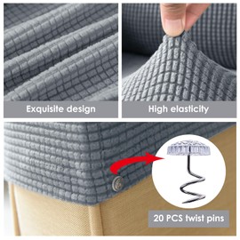 YancLife Armrest Chair Covers, Set of 2 Stretch Armchair Covers for Arms，Spandex Polyester Sofa Arm Caps Non Slip Armrest Covers Chairs Armchairs Couches Recliner for Furniture Protector(Light Grey)