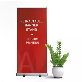 AD. Printing Materials Store 33.5"x80" Custom Printing Curl-Free Fabric Banner + Retractable Banner Stand