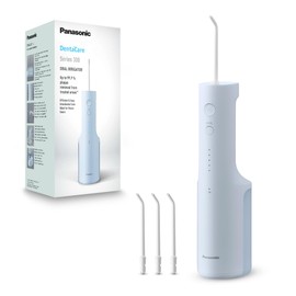 Panasonic EW-DJ27-A303 Series 300 Oral Irrigator for Teeth, 200ml, IPX7, 4 Normal Nozzles, 5 Water Pressure Levels, Travel Accessories, Ice Blue