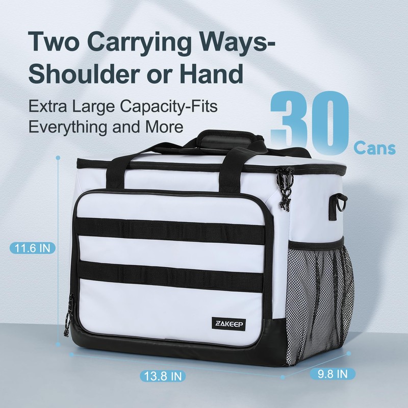 ZAKEEP Soft Cooler Bag, Large Leakproof Beach Cooler, 30 Cans