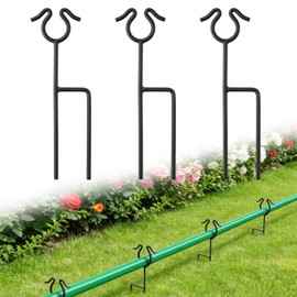 U0U 3 Pack Garden Hose Guide Spike,14Inch Metal Hose Guides for Garden,Heavy Duty Hose Guide Stakes for Keeps Garden Hose Out of Flower Beds and Plant Protection (3, Black)