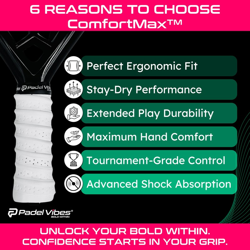 Padel Vibes BOLD ComfortMax Overgrip Perforated Ergonomic Overgrips for Padel,