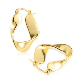 ALEXCRAFT Thick Earrings Gold Silver Hoop Earrings Square 14K Chunky Golden Earrings Women's Gift for Women Girlfriend Mum Girls, Sterling Silver