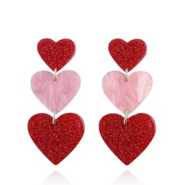 Pink Heart Drop Earrings for Women Long Heart Dangle Earrings Cute Love Dangling Heart Earrings Red Heart Earrings for Women Valentine’s Day Gifts