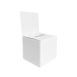 Cardboard Ballot Box,White Suggestion Box,Ballot Comment Collection Box Charity Donation Box Raffle Box with Slot & Removable Header for Voting Wedding Collecting Fundraising Feedback