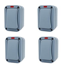 USUPERINK Slim Outdoor Light Switch, IP66 Waterproof 1 Gang SPDT Switch 15A 110-250V, Exterior Wall Weatherproof for Garden, Patio, Pool, Balcony, Outside Use,4PCS