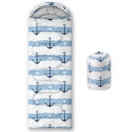 Datura home Kids Sleeping Bag for Boys Girls,Nautical Anchor-Lightweight Warm Portable Outdoor Indoor-Waterproof Cold Weather Resistant Sleeping Bag for Camping Hiking(Nautical Anchor)