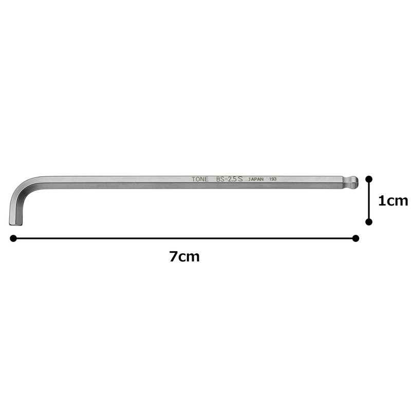 Tone Short Ball Point L-Shaped Wrench BS-2.5S Under Neck Double